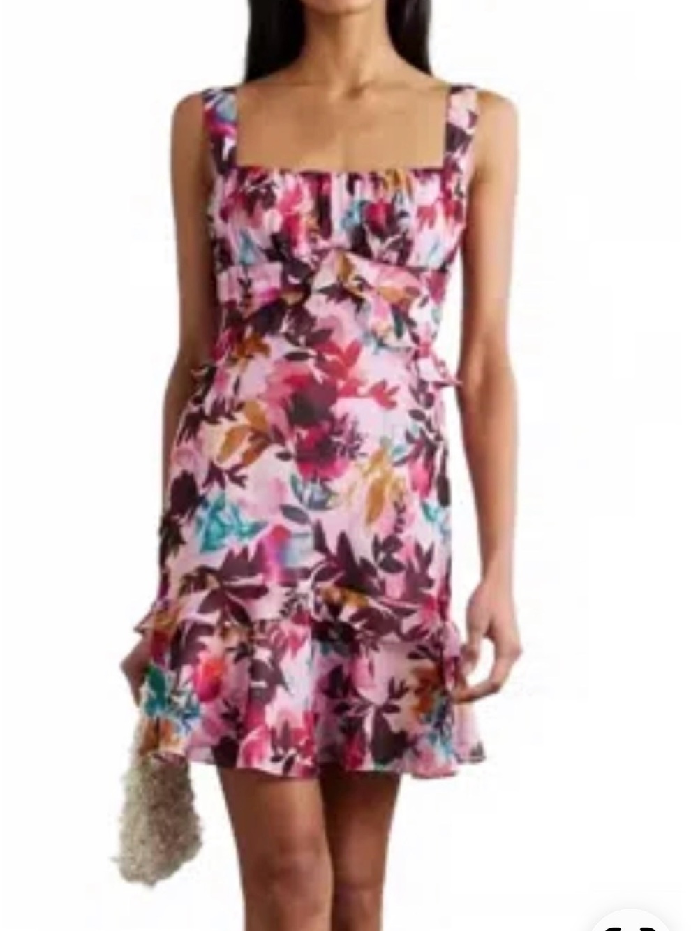 SALONI Pink Floral Mini Dress with Multicolor Print